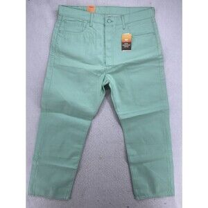New Levi's 501 W38 L30 Raw Unwashed Denim Jeans Mint Blue Button Fly Mens